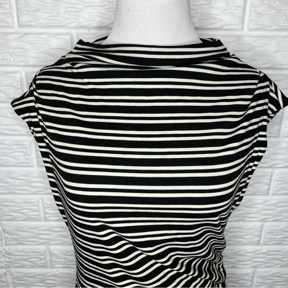 ANTHROPOLOGIE NWT Striped Mock-Neck Ribbed Knit Dress Size L - Picture 5 of 12